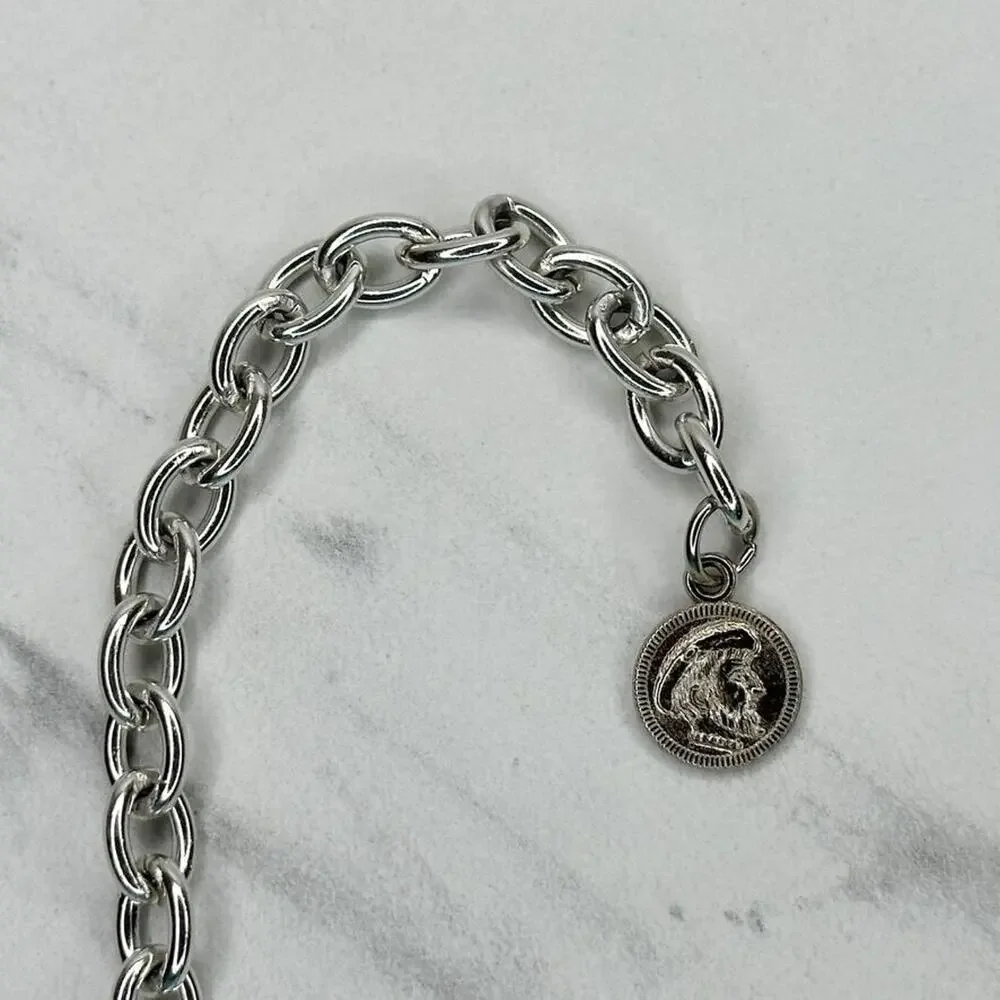 Silver Tone Chain Belt Coin Charm Y2K Festival Style Extra Small/Small ✨